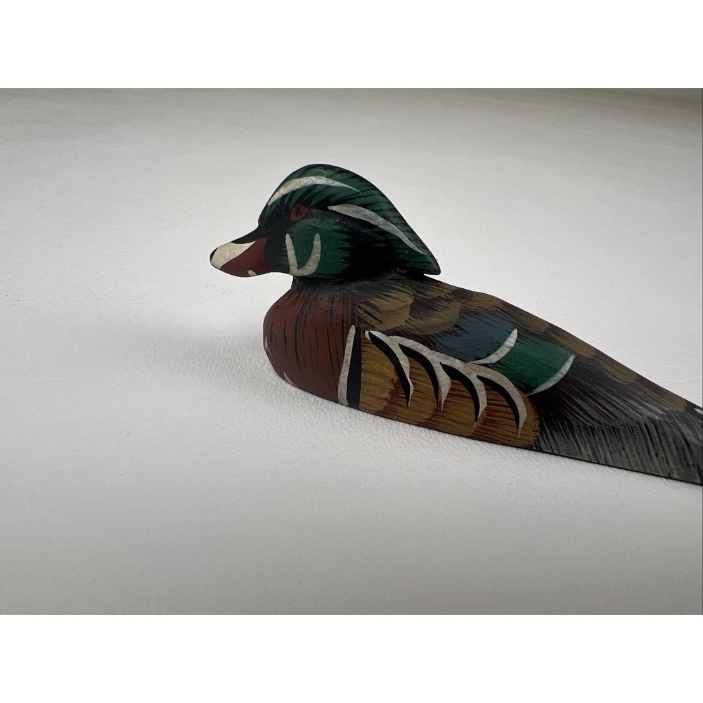 Vintage Hand Painted Wooden Wood Duck Decoy Letter Opener Desk Accessory